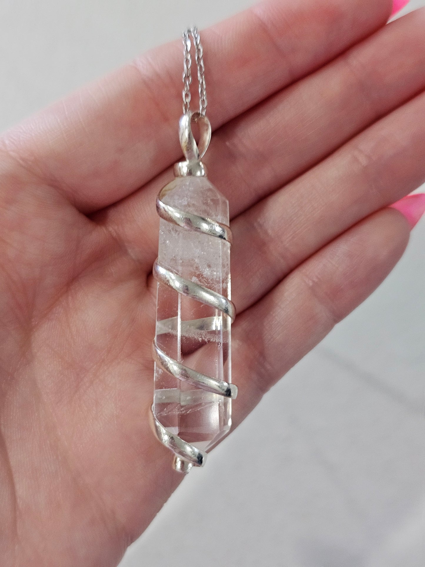 Spiral Clear Quartz Necklace