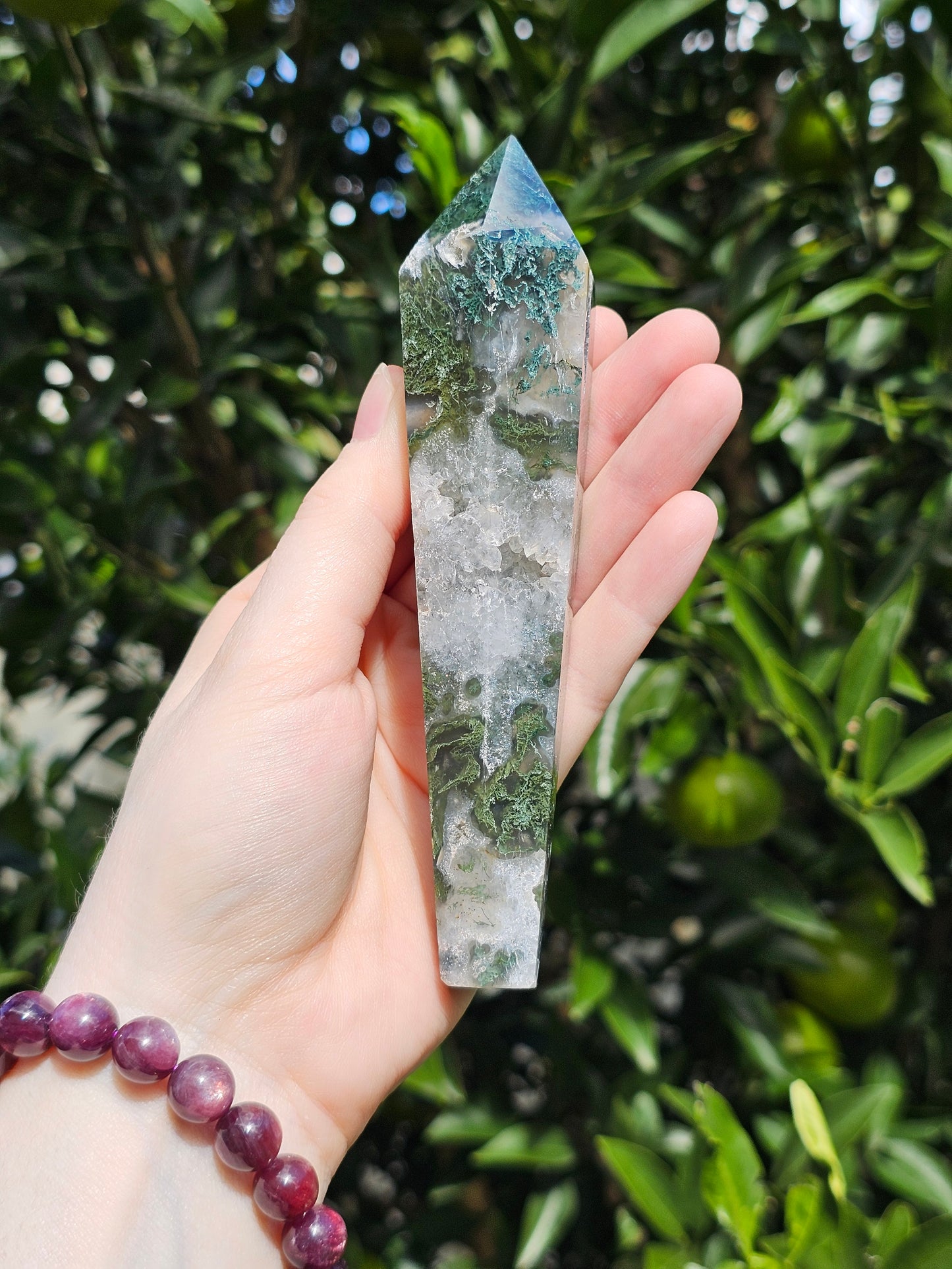 Moss Agate Wand