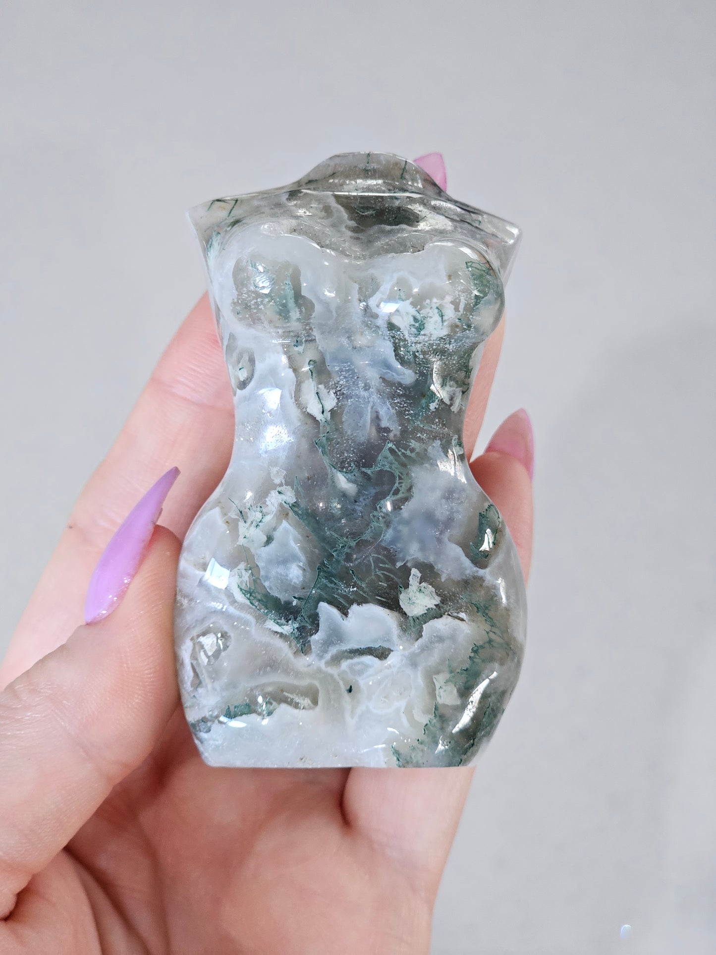 Moss Agate Lady Body Carving