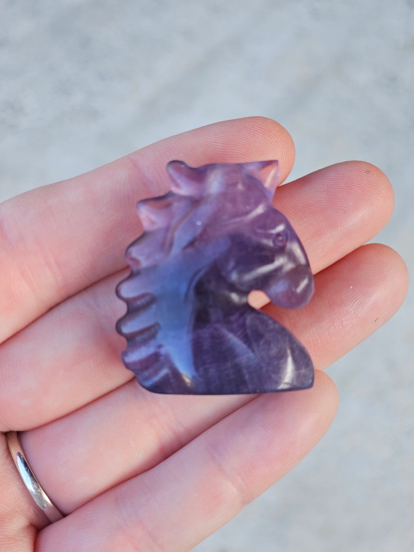 Rainbow Fluorite Unicorn Head Carving