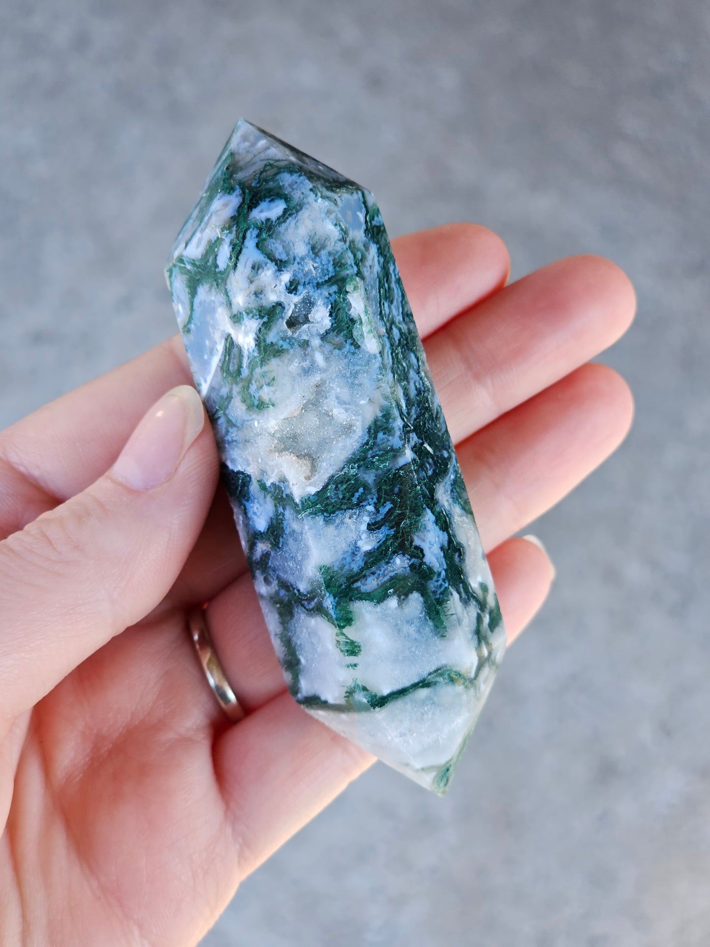 Moss Agate Double Point