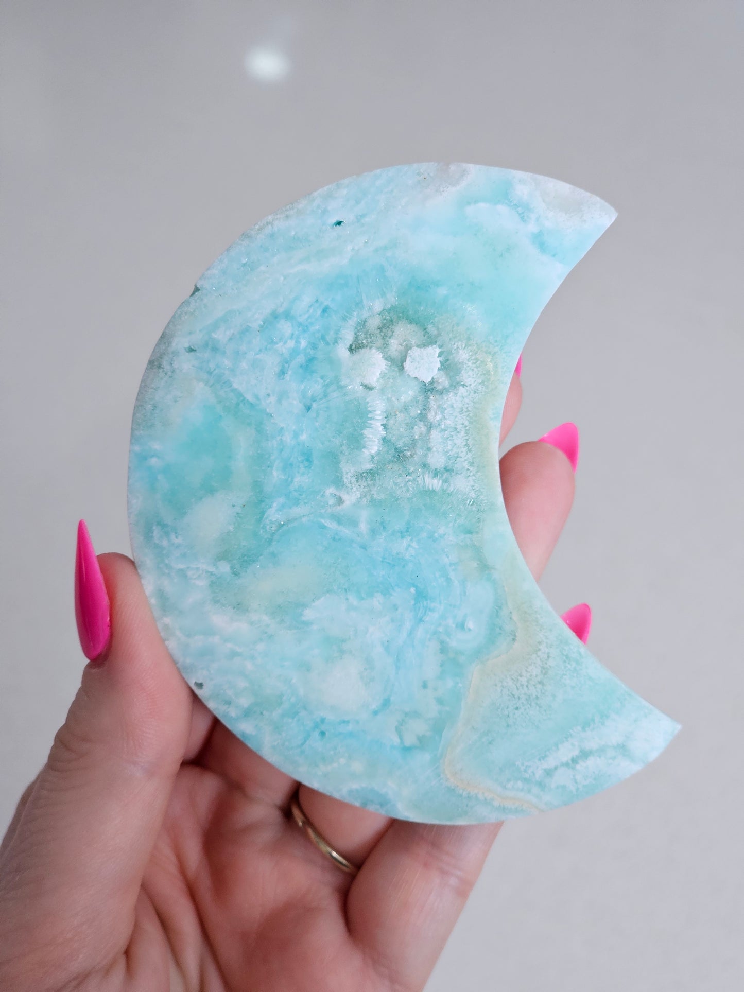 Hemimorphite Moon Carving