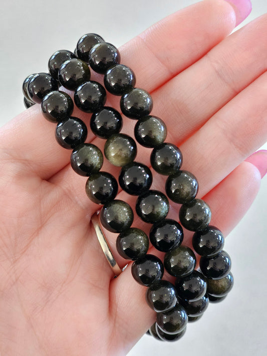 Golden Sheen Obsidian Bracelet