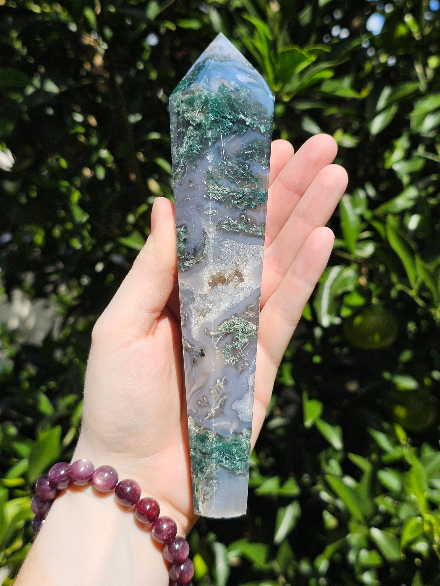 Moss Agate Wand