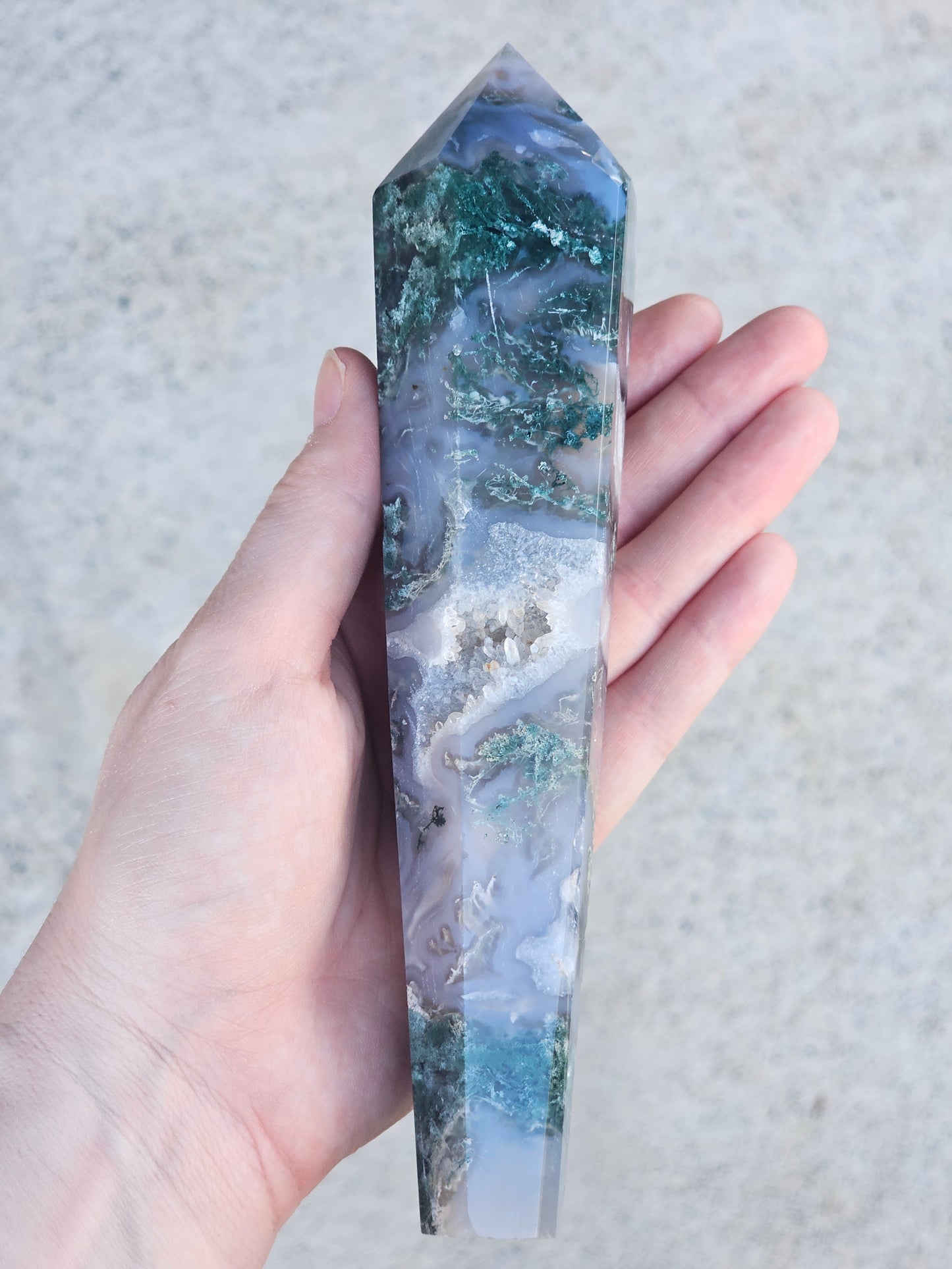 Moss Agate Wand