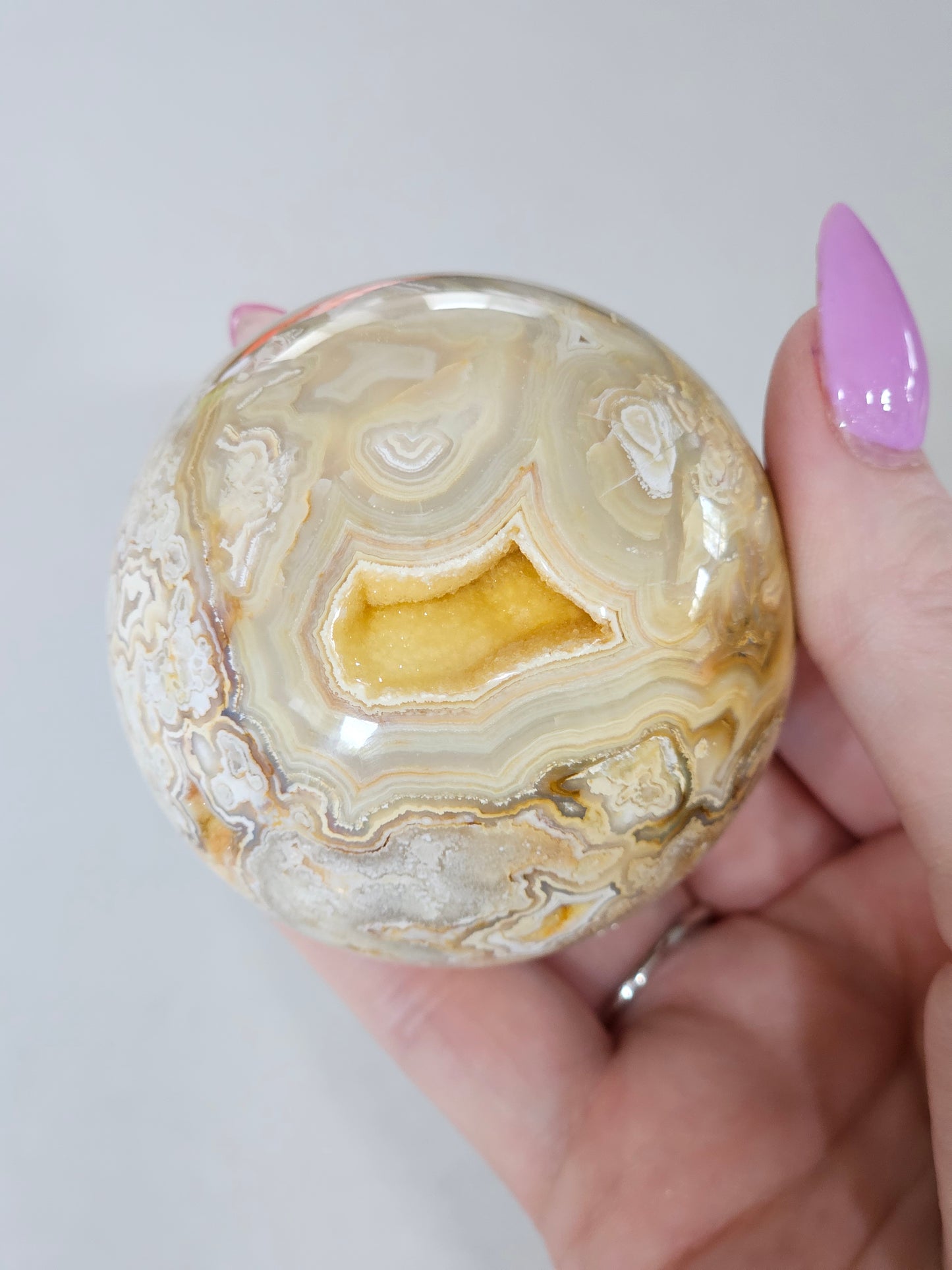 Yellow Crazy Lace Agate Sphere