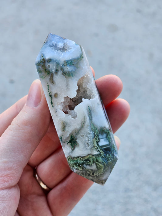 Moss Agate Double Point