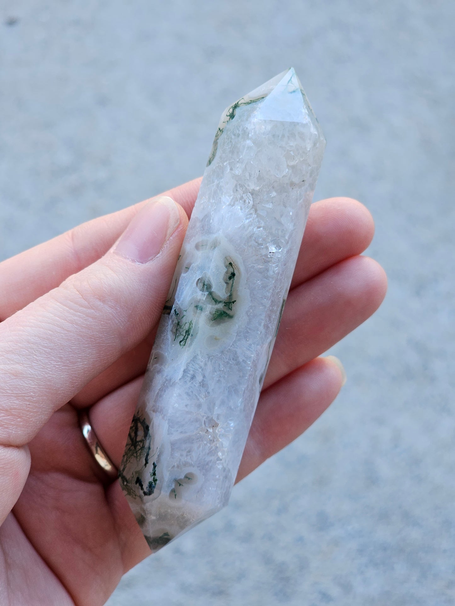 Moss Agate Double Point