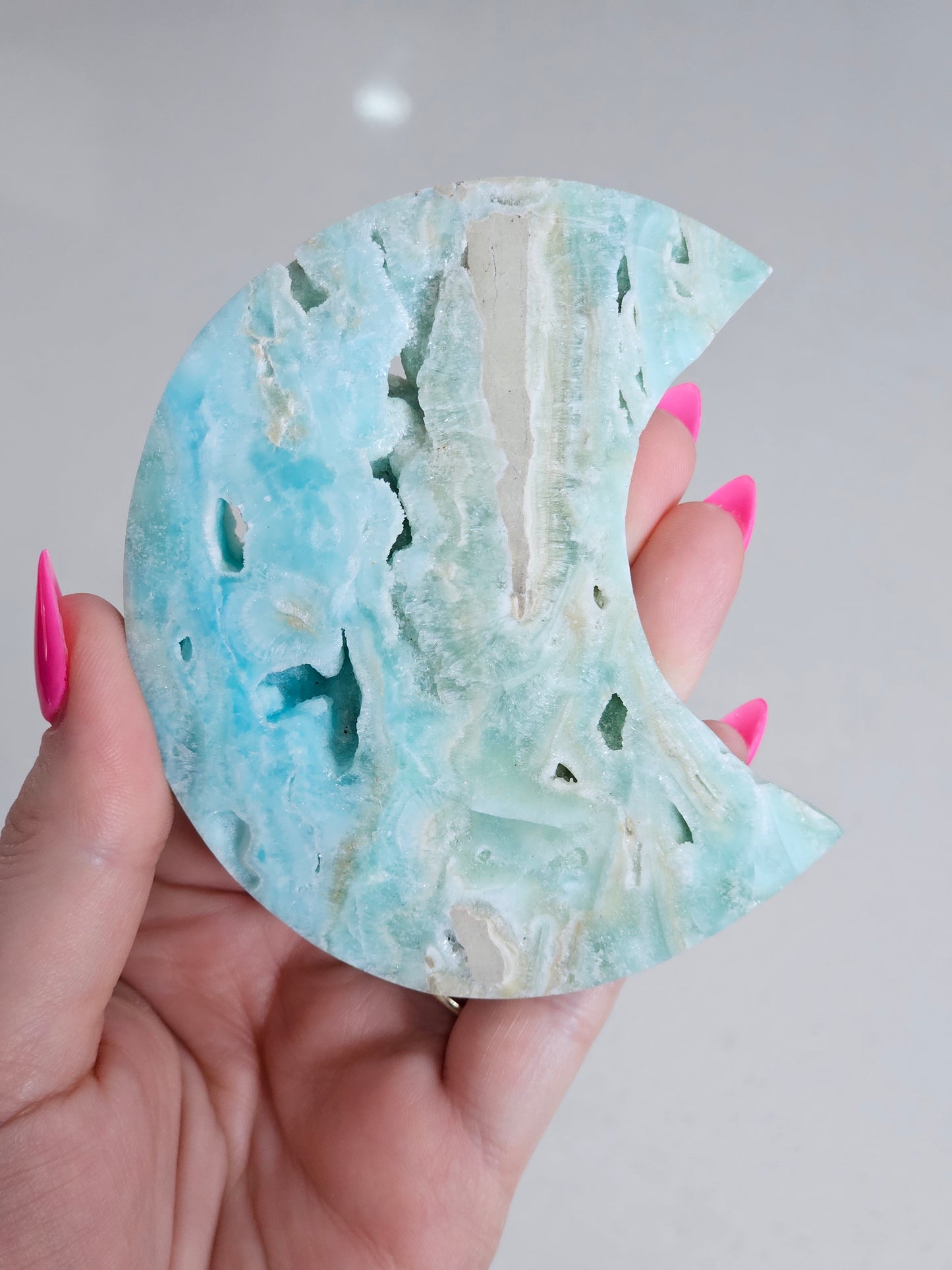 Hemimorphite Moon Carving