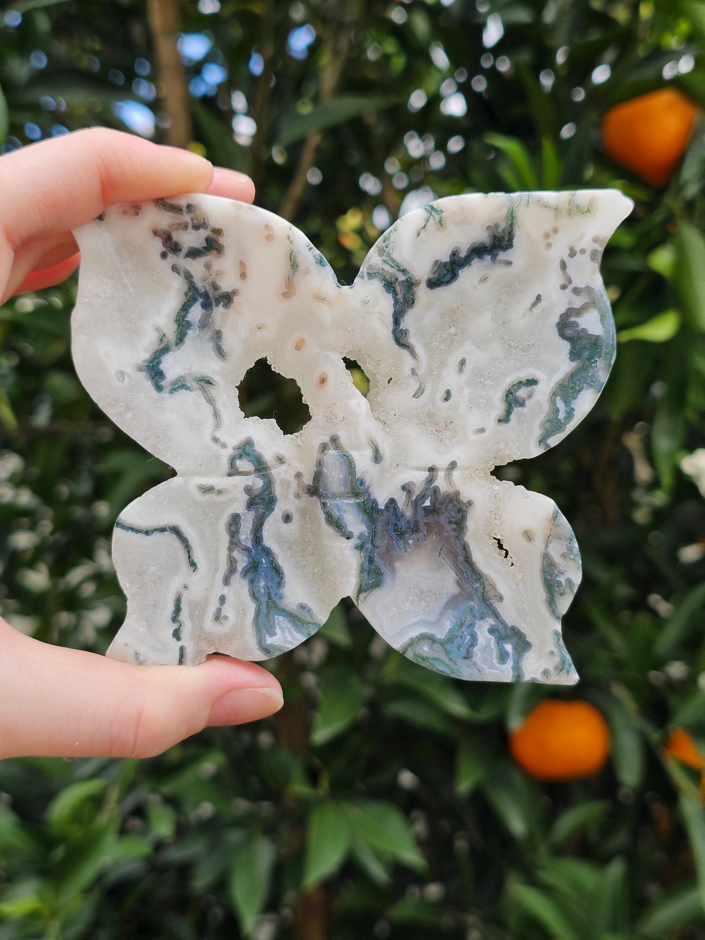 Moss Agate Butterfly Trinket Bowl