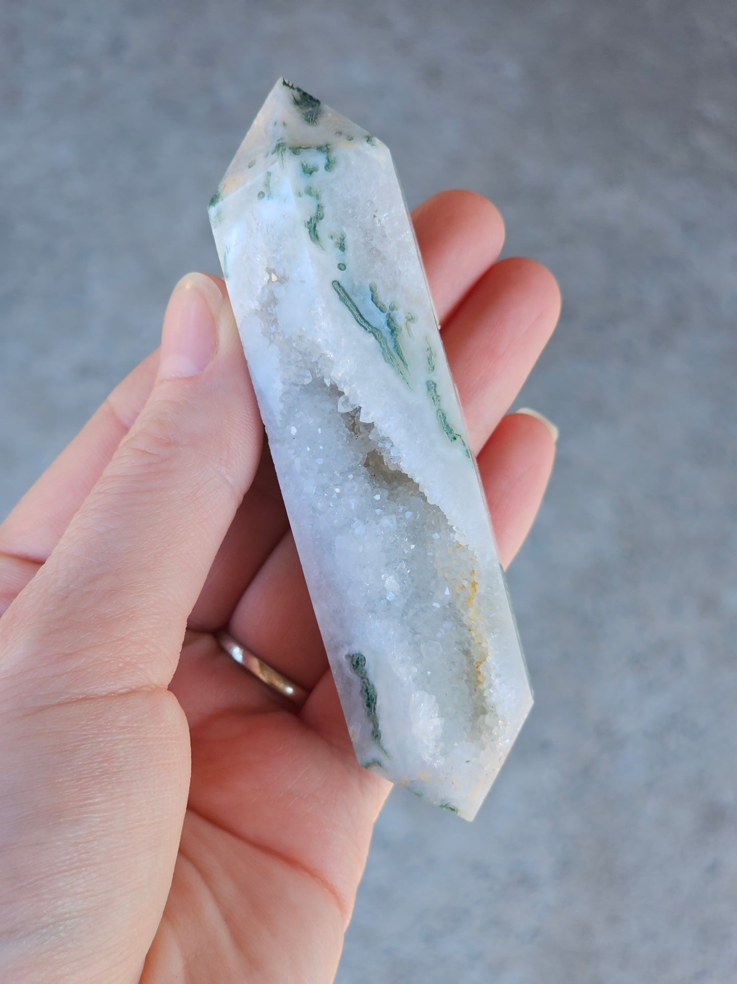 Moss Agate Double Point