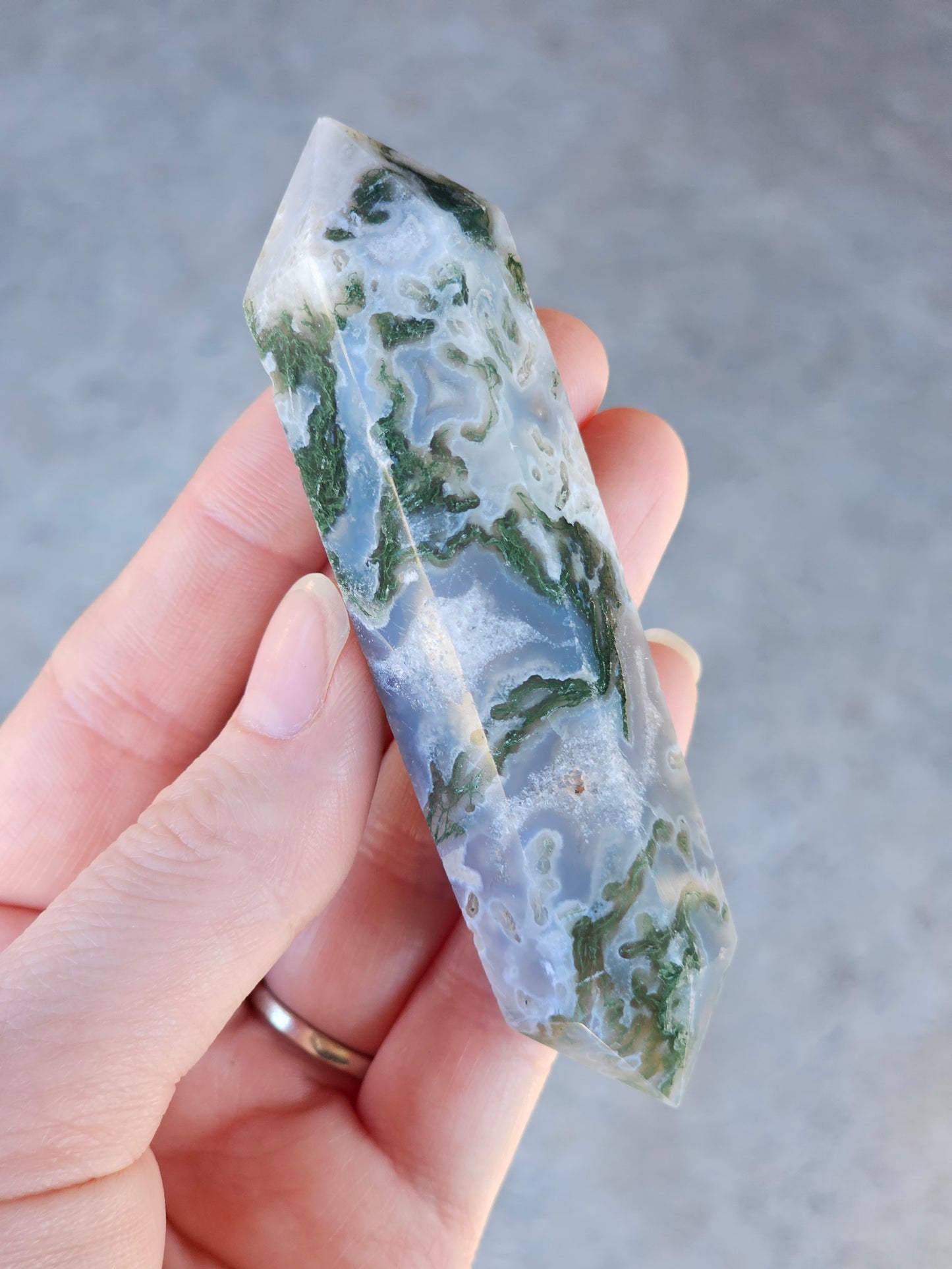 Moss Agate Double Point