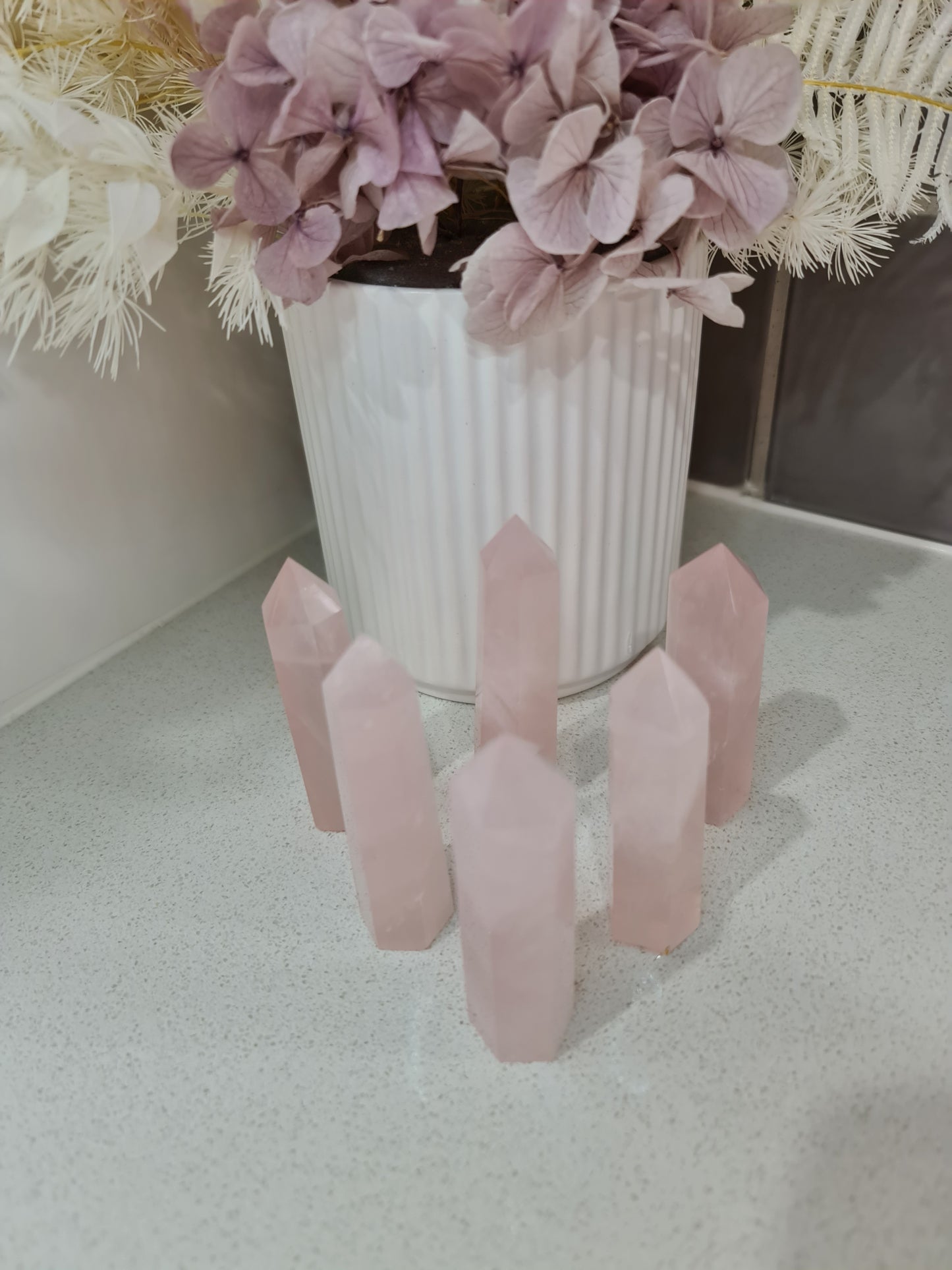 rose quartz tower crystal 