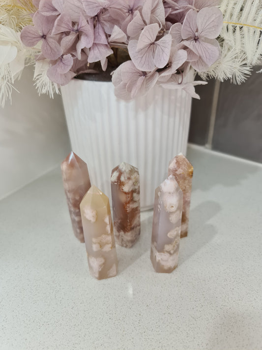 flower agate tower crystal