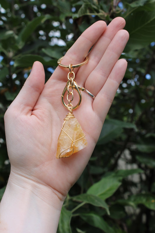 Raw Citrine Keyring