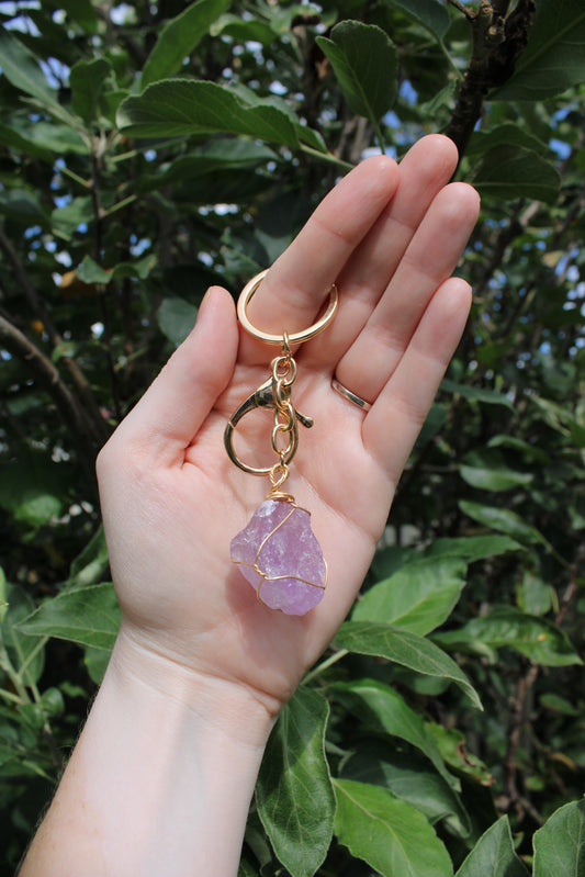 Raw Amethyst Keyring