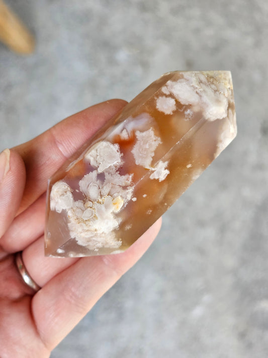 Flower Agate Double Point