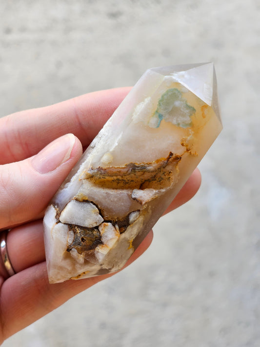 Flower Agate Double Point