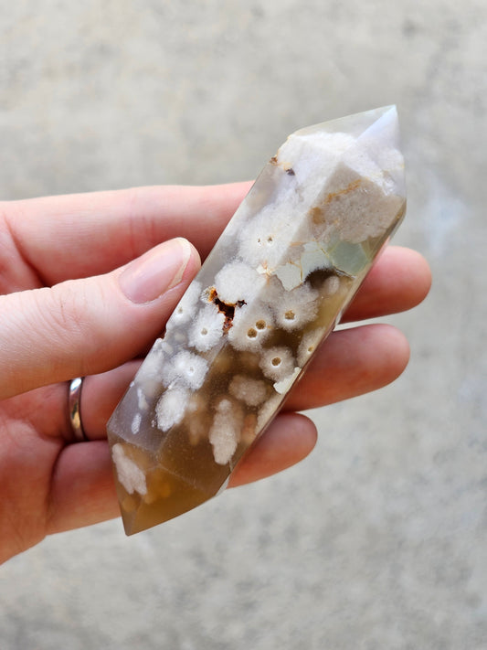 Flower Agate Double Point