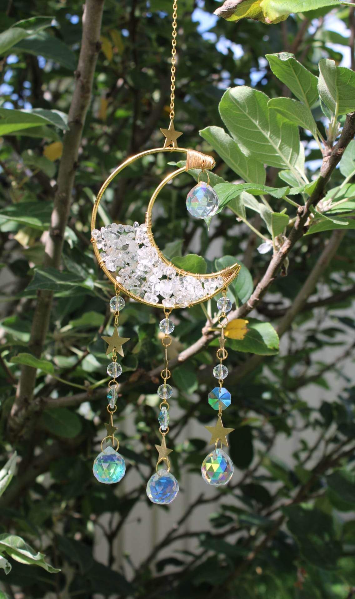 Clear Quartz Moon Suncatcher